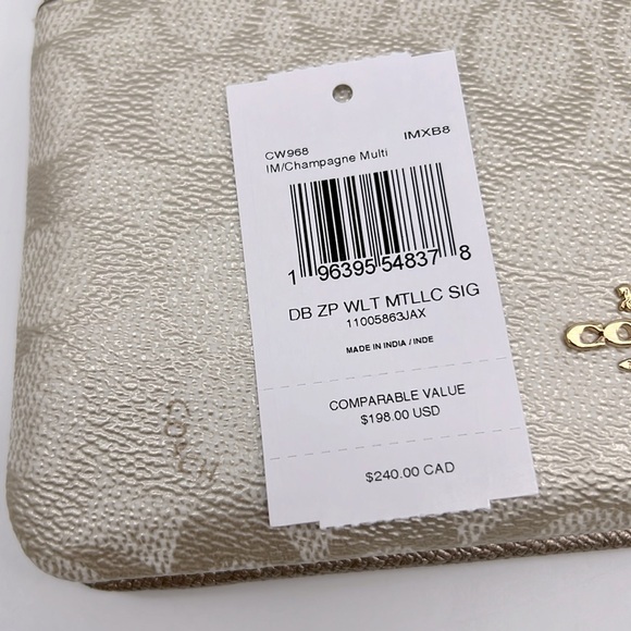 Coach Double Zip Wallet In Signature Canvas IM/Champagne Multi - Picture 11 of 16
